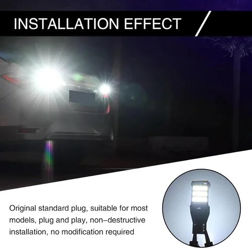 Miniatura 7 de Paquete de 4 luces LED de marcha atrás, T15 4014 45SMD, chipsets de luz de marcha atrás, Canbus sin errores, luces de respaldo de carga de frenos