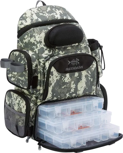 Miniatura 20 de Bassdash - Mochila para artículos de pesca, resistente al agua, táctica, con caja para aparejos suave, soporte para caña de pescar y cubierta