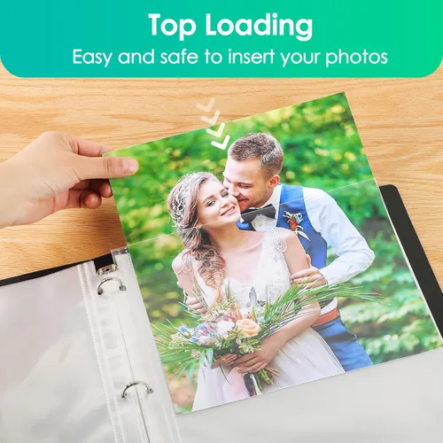 Miniatura 5 de MaxGear Paquete de 30 fundas de fotos de 8 x 10 pulgadas para carpeta de 3 anillos (60 imágenes), protectores de páginas de archivo de alta