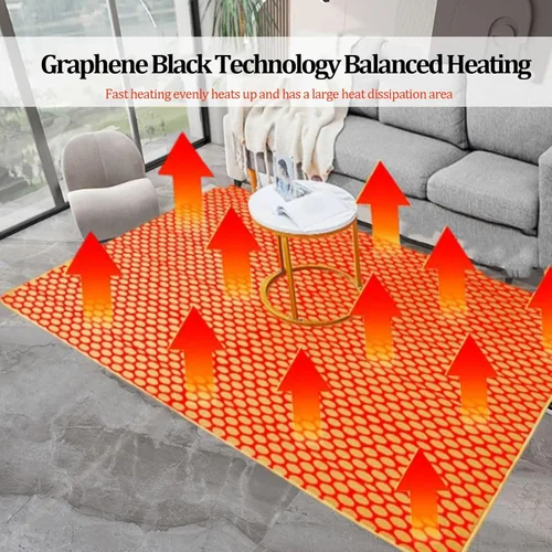 Miniatura 2 de Alfombra eléctrica de grafeno, alfombra térmica de calentamiento rápido con temporizador de 1-12 horas y protección contra sobrecalentamiento