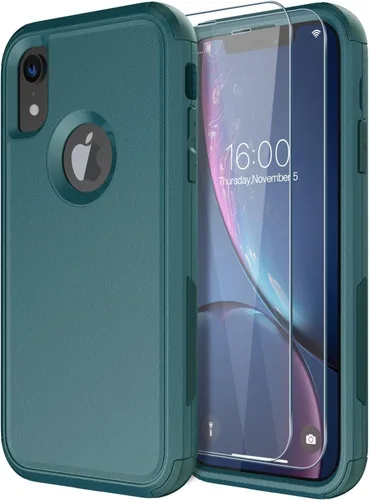 Miniatura 25 de Diverbox Funda para iPhone XR [Protector de Pantalla de Vidrio Templado] [A Prueba de Golpes] [A Prueba de Caídas] Funda de Teléfono de Protección