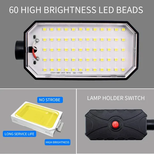 Miniatura 2 de Luz de trabajo magnética, 2000 lúmenes, luz LED para máquina con base magnética fuerte, lámpara magnética flexible de 20 pulgadas para garaje