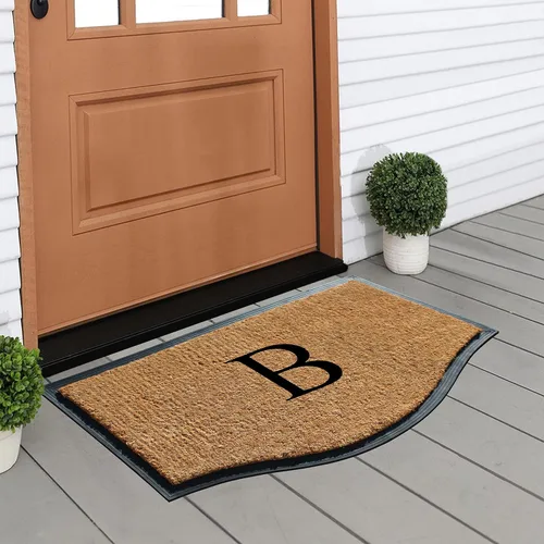 Miniatura 5 de A1HC - Tapete de goma natural y fibra de coco de 24 x 38 pulgadas, con monograma para puerta delantera, tratamiento antidesprendimientos, duradero