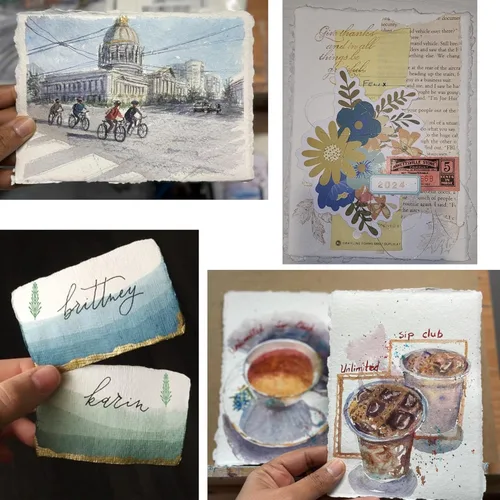 Miniatura 5 de Papel de algodón hecho a mano con borde Deckle de algodón reciclado, papel mixto para postales, invitaciones, manualidades y anuncios