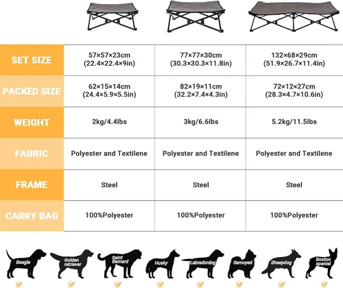 Miniatura 2 de KingCamp Cama elevada para perros pequeños, cama de mascotas elevada y de enfriamiento para exteriores con malla transpirable lavable y pies