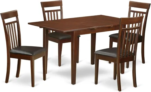 Miniatura 15 de East West Furniture NOCA7-MAH-LC - Juego de mesa de comedor moderno de 7 piezas que consta de una mesa rectangular de madera con hoja de mariposa