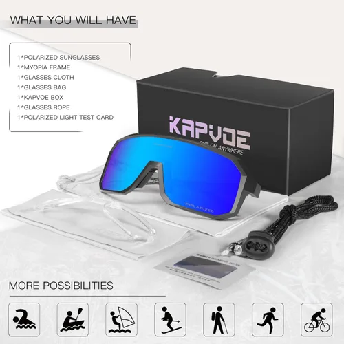 Miniatura 6 de KAPVOE Gafas de sol polarizadas para ciclismo, deportes, UV400, para correr, pesca, béisbol, para hombres y mujeres, K62 Azul