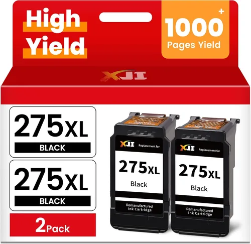 XJI Cartuchos de tinta compatibles con 275 XL para Canon PG-275XL 275 negro (paquete de 2), para impresora Pixma TS3520 TS3522 TS3720 TS3722 TR4720