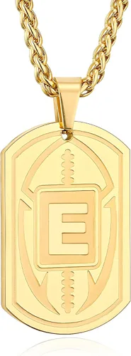 Miniatura 23 de Graduation Gifts - Football Initial Necklace for Men Boys Kids Teen Dog Tag Stainless Steel Black Letter Pendant Sport Football Athletes Jewelry