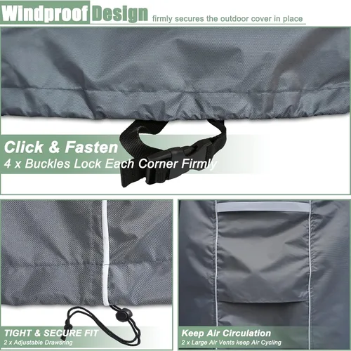Miniatura 5 de Gasadar Fundas para Muebles de Patio Exterior Impermeables, 500D Oxford, Protección para Todo Clima, Fundas para Mesa de Patio para Conjunto de Negro