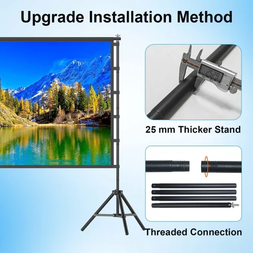 Miniatura 6 de Pantalla de proyector de 120 pulgadas con soporte, pantalla de proyección portátil para exteriores, pantalla de cine trasera frontal con bolsa