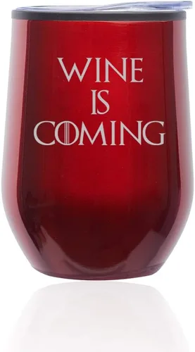 Miniatura 2 de Stemless Wine Tumbler Coffee Travel Mug Glass With Lid Wine Is Coming Funny (Turquoise Teal)