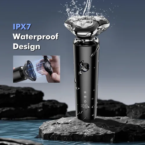 Miniatura 7 de Maquinilla de afeitar eléctrica para hombres, afeitadoras eléctricas magnéticas 2025, IPX7, impermeable, húmedo/seco, pantalla LED inteligente
