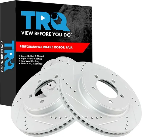 Miniatura 387 de TRQ Juego de rotores de freno de rendimiento trasero con revestimiento G premium compatible con Mazda 6 2014-2021