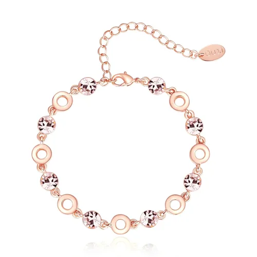 Light Pink Crystal Bracelets for Women Trendy, OUXi 18K Rose Gold Plated Cubic Zirconia Wedding Tennies Jewelry Bracelets, Dainty Birthstone Hand