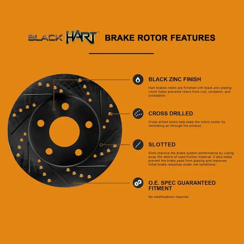 Miniatura 5 de Hart Brakes Kit de frenos y rotores delanteros Pastillas de freno delanteras Rotores y pastillas de freno, pastillas de freno semimetálicos