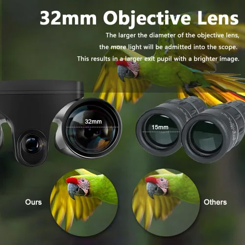 Miniatura 2 de Binoculares digitales LCD de 2.4 pulgadas con cámara, grabación de video de 48 MP 2.5K, óptica de 12 x 32, zoom digital 8X para observación de aves