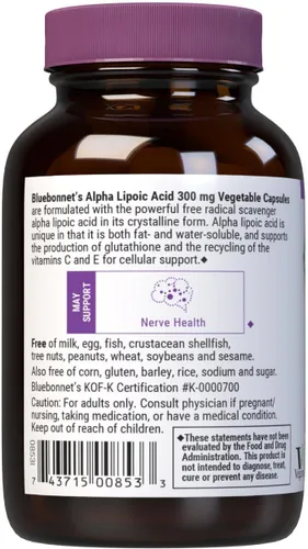 Miniatura 3 de BLUEBONNET NUTRICIÓN ÁCIDO ALFA LIPOICO 300 mg