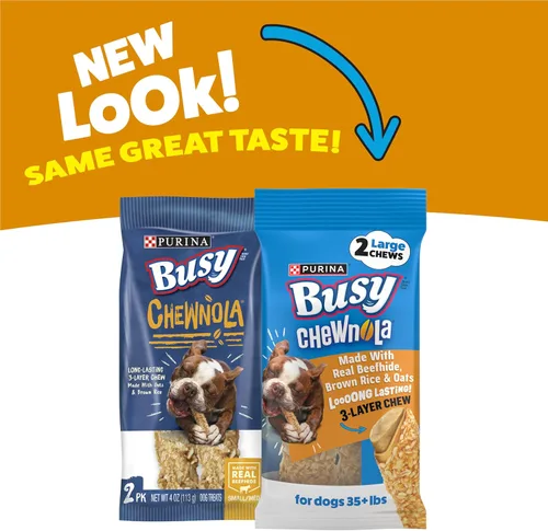 Miniatura 2 de Purina Busy Huesos de perro de raza mediana y mediana de cuero crudo, Chewnola con avena y arroz integral - Bolsa de 2
