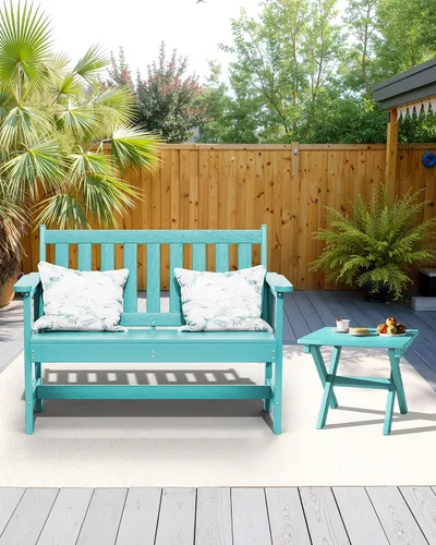 Miniatura 8 de SERWALL Mesa auxiliar Adirondack, mesa auxiliar para exteriores, sin montaje, mesa plegable pequeña de HDPE para patio trasero, piscina, porche