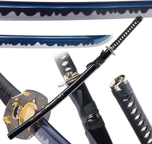 Miniatura 12 de Katana afilada hecha a mano, arcilla tradicional de acero templado 1060/9260/T10, espada Katana real de espiga completa, auténtica espada samurái