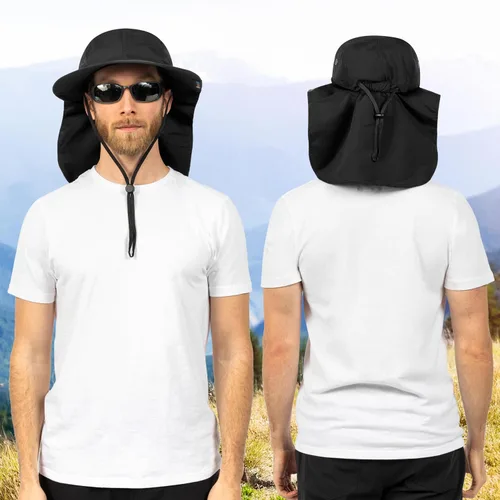 Miniatura 5 de SUN CUBE UPF50+ Sombrero de sol para hombres y mujeres con solapa para el cuello, ala ancha, protección UV, sombrero de safari para pesca