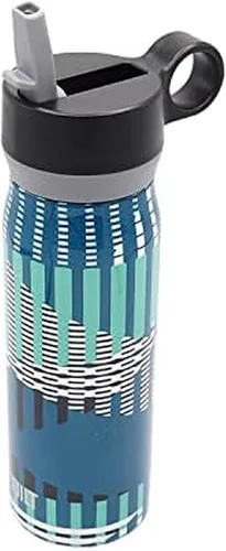 Miniatura 9 de BUILT Botella de acero inoxidable aislada al vacío de doble pared con tapa con pajilla, 20 onzas de boca ancha, teñido anudado de anochecer