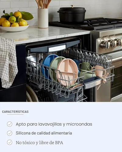 Miniatura 4 de Lalo First Bites - Juego de alimentación de silicona para bebés, suministros de destete para bebés, silicona no tóxica, incluye 1 babero, 2 Avena