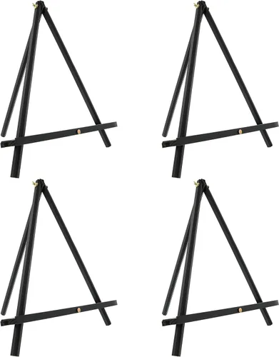 U.S. Art Supply Caballete de mesa de madera negra de 12 pulgadas (paquete de 4) – Soporte de lona ajustable con marco en A para pintar fiestas y