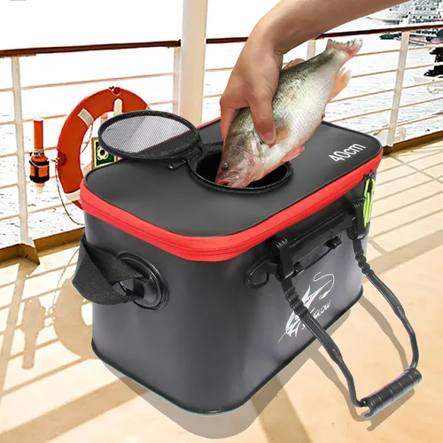Miniatura 3 de Grneric Cubo de pesca, 6 galones/8 galones/10 galones, contenedor de pescado vivo multifuncional, cubo de cebo de pescado vivo, bolsa de pesca