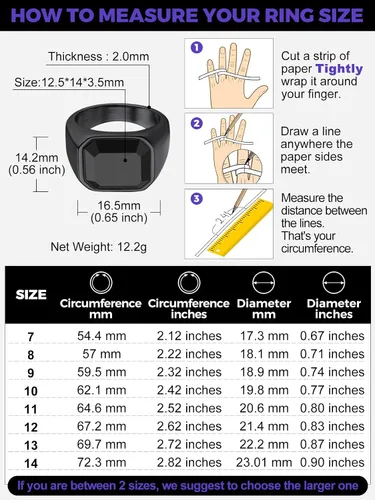 Miniatura 5 de Richsteel Anillo de ónix negro, anillo de acero inoxidable, chapado en oro, anillo de sello para el pulgar para hombres y mujeres, regalo de joyería