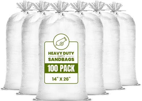 Miniatura 22 de (No fabricadas en China) Bolsas de arena resistentes para inundaciones, bolsas de arena vacías con cuerdas de amarre, protección UV 1600 horas, Verde