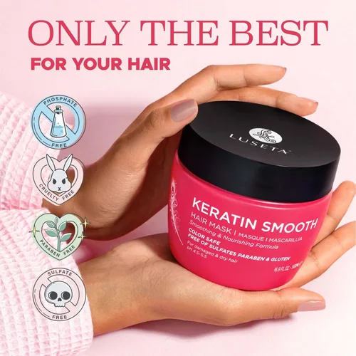 Miniatura 4 de Mascarilla de queratina Luseta para cabello liso, hidratante y nutritiva para cabello seco y dañado, 16.9 onzas