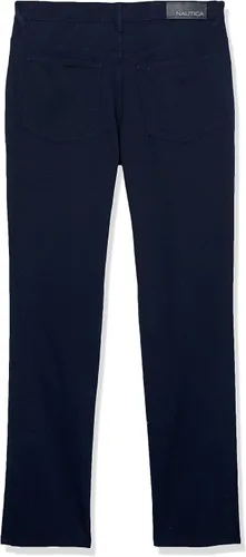 Miniatura 4 de Nautica Pantalón de sarga elástica de ajuste clásico para niños, estilo de 5 bolsillos, cremallera y cierre de botón