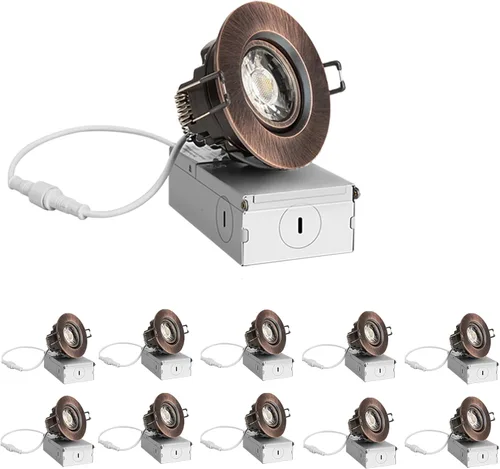 Miniatura 10 de ZYC Iluminación LED empotrable pequeña de 2 pulgadas, paquete de 6 unidades, cardán empotrado negro sin lata, foco giratorio limitado, regulable, 5