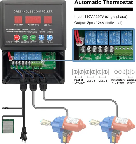 Miniatura 2 de UYGALAXY Controlador inteligente de termostato de motor enrollable de invernadero para ventilación eléctrica con controlador automático