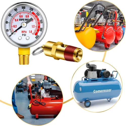 Miniatura 7 de Xuhal 4 Pcs 0-100 PSI Air Pressure Gauge - 1/8'' Male NPT Connection, Lower Side Mount, 1.57 Inch Dial Air Compressor Gauge - Waterproof, Stainless