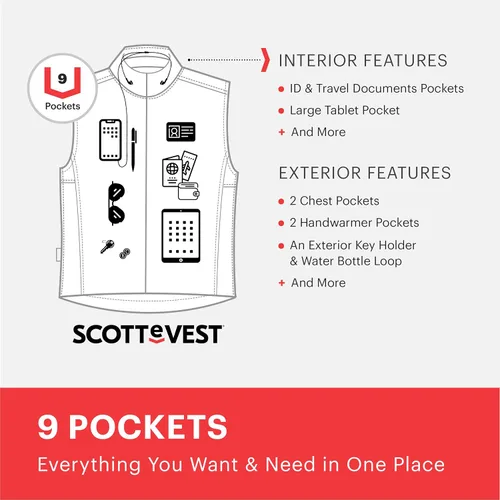 Miniatura 6 de SCOTTeVEST 101 chaleco de viaje para mujer 9 bolsillos ocultos Anti-Pickpocket