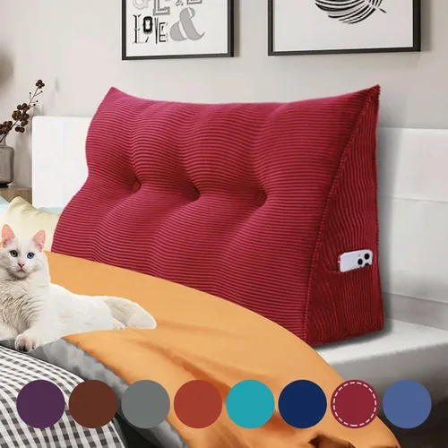 Miniatura 38 de Almohada de cuña gruesa de 14 libras tamaño King para cabecero, posicionador de cuerpo, almohada de lectura triangular para sentarse en la cama