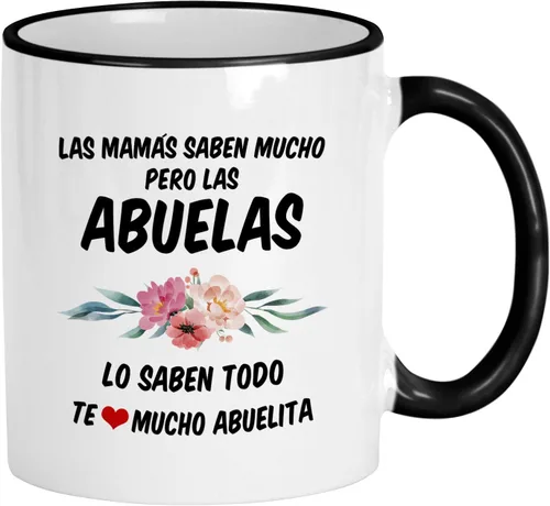 Casitika Las Mamás Saben Mucho Pero Las Abuelas Lo Saben Todo. Taza de café Abuela – Regalo para la abuela española, divertida taza de cerámica de
