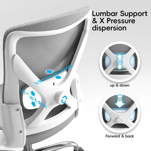 Miniatura 5 de Ergalithic Silla Ergonómica de Escritorio para Oficina y Hogar-Silla de Computadora en Forma de X de Malla de Cuero PU con Soporte Lumbar