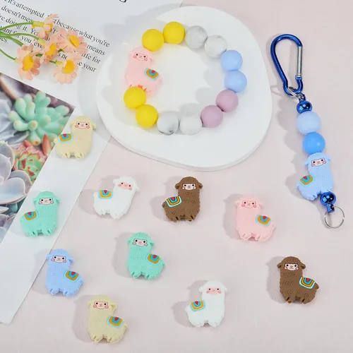 Miniatura 4 de 12 piezas de cuentas de silicona de animales, cuentas focales lindas, cuentas de silicona a granel para bricolaje para hacer varios artículos