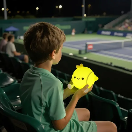 Miniatura 4 de CoolGift Mart Regalos de Tenis, Linda Luz Nocturna de Silicona con Pelota de Tenis, Control Táctil y Temporizador, Adecuada para Lactancia Lectura