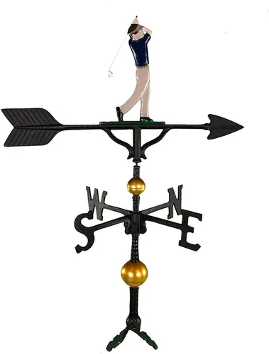 Miniatura 2 de Montague Metal Products Veleta de 32 pulgadas con adorno de golfista negro satinado