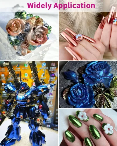 Miniatura 5 de Polvo cromado, 10 colores de pigmento cromado espejo metálico, polvo holográfico para uñas, resina epoxi, vasos, slime, manualidades y pintura al