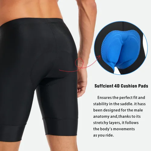 Miniatura 4 de qualidyne Pantalones cortos de ciclismo para hombre, con acolchado 4D, pantalones cortos de ciclismo para ciclismo en carretera, UPF 50+, bolsillos