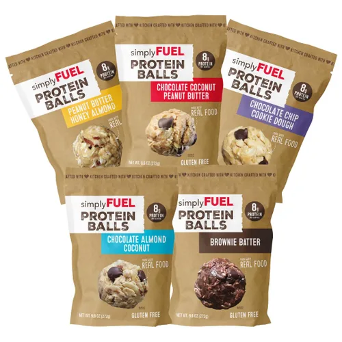 Miniatura 11 de simplyFUEL - Bolas de proteína de alimentos integrales con probióticos, bocadillos de chocolate y almendras y coco, 0.28 oz de proteína, bolas