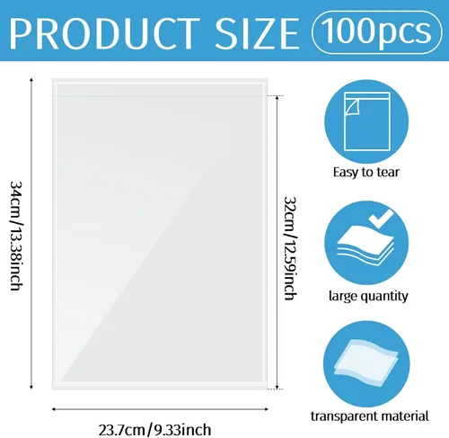 Miniatura 2 de 100 bolsillos autoadhesivos para exhibición, fundas de papel de 8.5 x 11 pulgadas para comunicación de pared y puerta, protectores de hojas