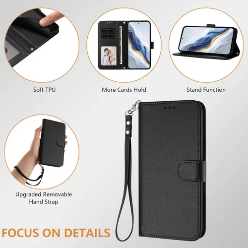 Miniatura 3 de Funda abatible compatible con Blackview Oscal Flat 1c 【Correa con cordón】【Cartera con ranura para tarjeta】【Funda para teléfono】【Cierre magnético】