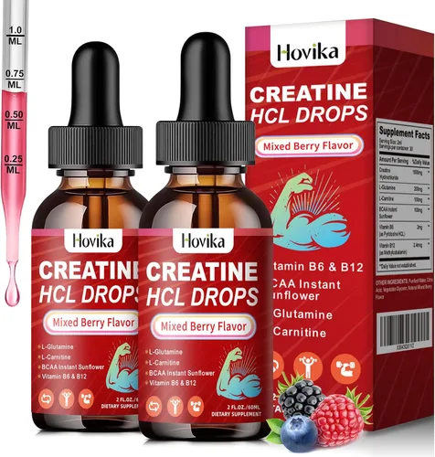 Miniatura 9 de Gotas líquidas de creatina HCL para hombres y mujeres, clorhidrato de creatina con L-carnitina, L-glutamina, BCAA, vitamina B12 y B6